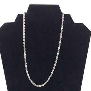 4mm Mens Stainless Steel Twist Rope Chain Necklace 18in With Lobster Clasp